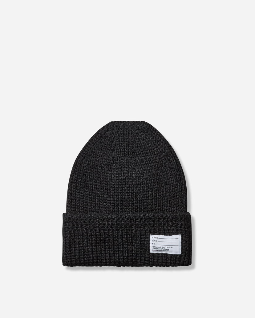 Mössa visvim Ribbed Knit Wool Beanie with Text Label Svart | 0125203003010 1