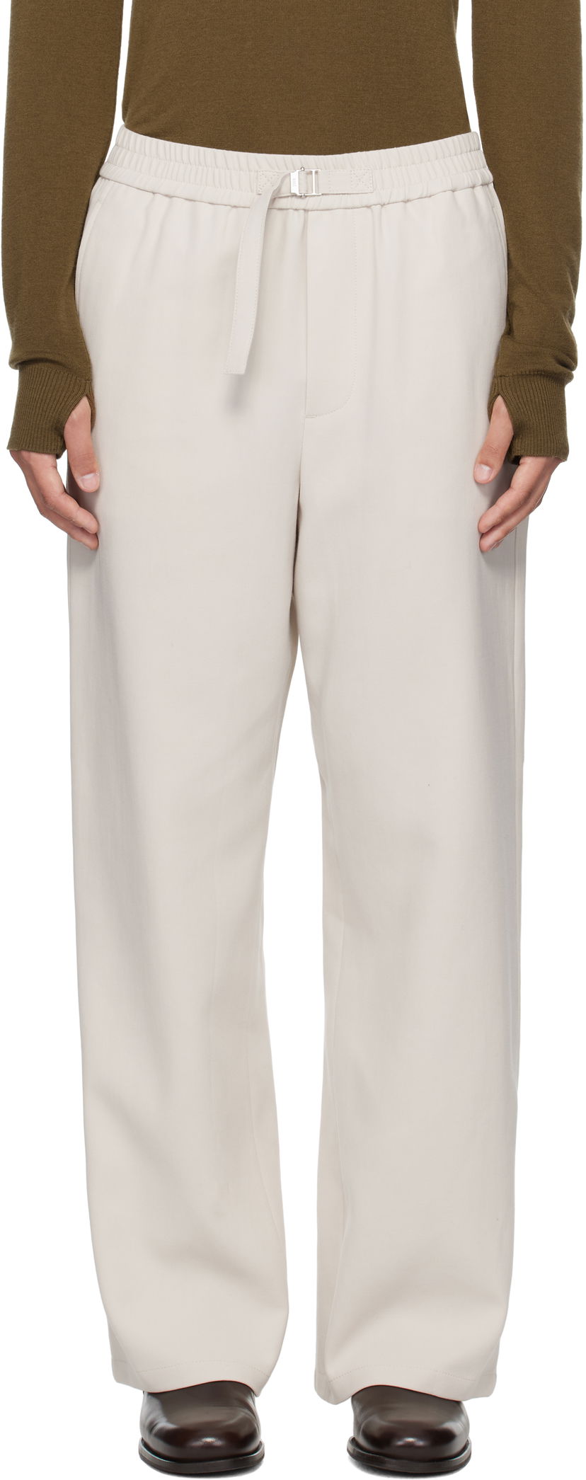 Byxor AMI AMI Paris Elasticated Trousers Beige | HTR214.CO0106