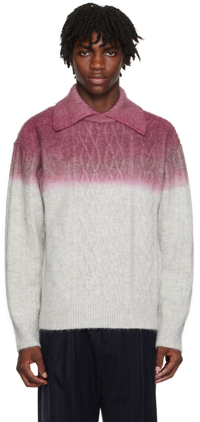 Sweater ADER ERROR Gradient Cable Knit Sweater Purpur | BMADFWKT0101GR