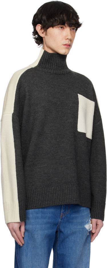 Sweater JW Anderson JW Anderson Dual Tone Turtleneck with Patch Pocket Grå | KW1308-YN0367, 1