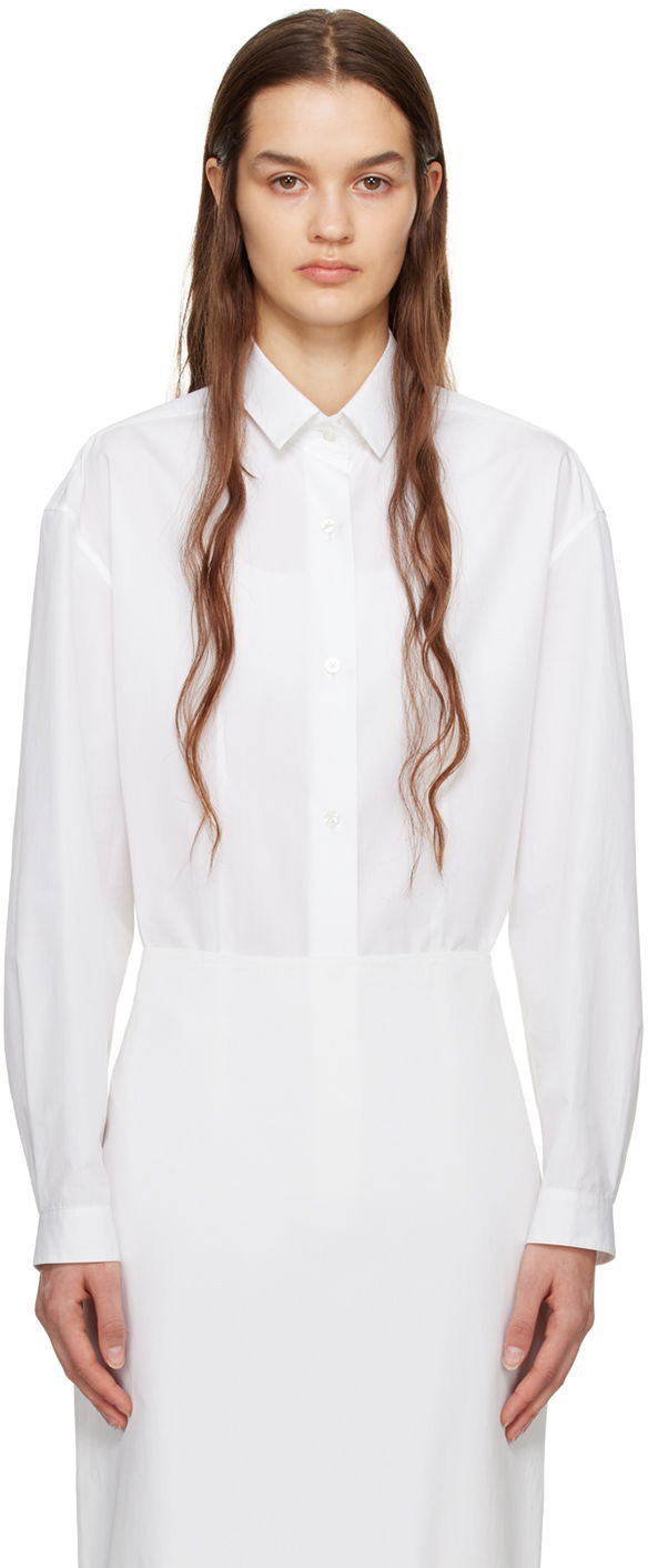 Skjorta The Row Long Sleeve Button-Up Shirt Vit | 7212-W2439