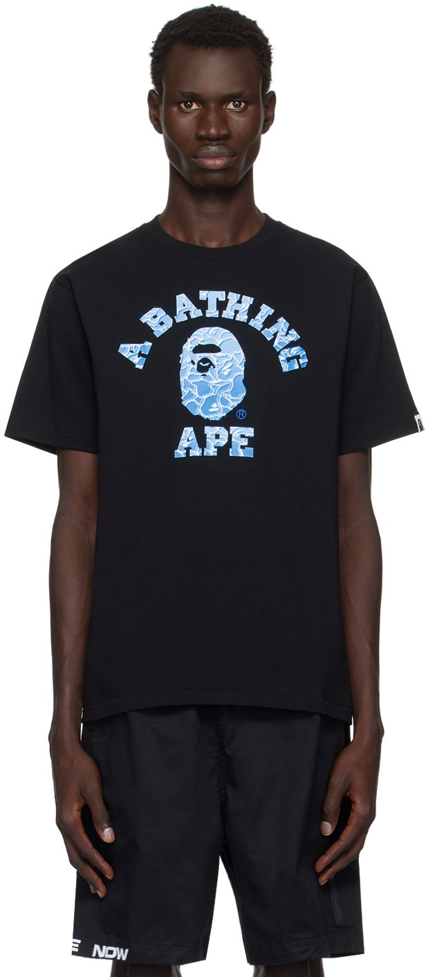 T-shirt BAPE ABC Sea Surface Camo College T-shirt Svart | 001TEK701005F