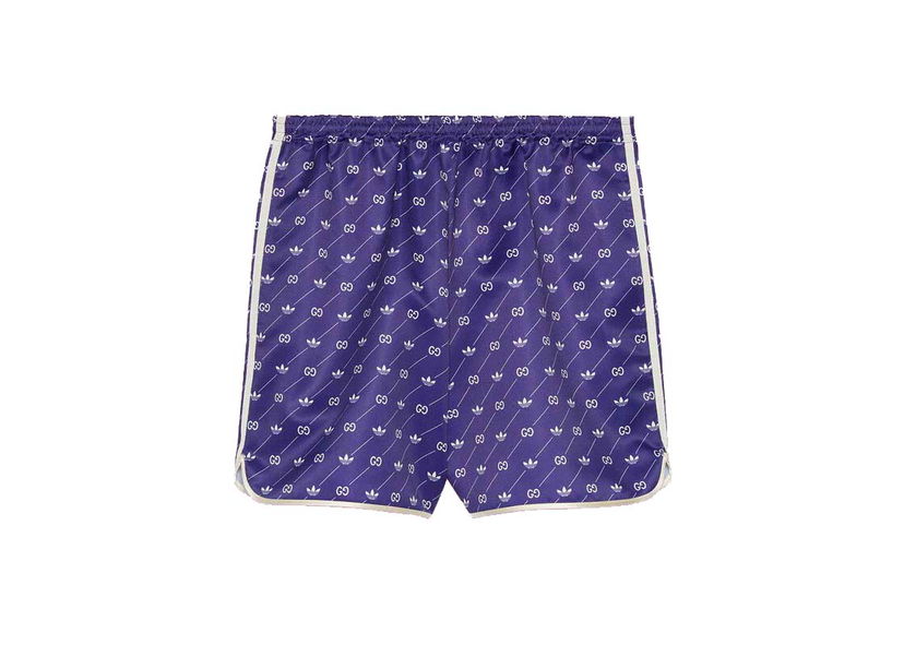 Shorts Gucci adidas x Trefoil Print Shorts Ivory/Blue Purpur | 701367 ZAJCZ 9093