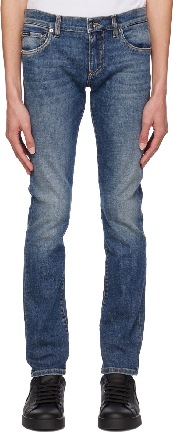 Jeans Dolce & Gabbana Blue Washed Skinny Jeans Blå | GY07LDG8GW9