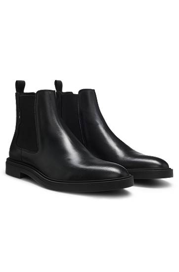 Skovård BOSS Nappa Leather Chelsea Boots with Signature Stripe Svart | 50552527, 0