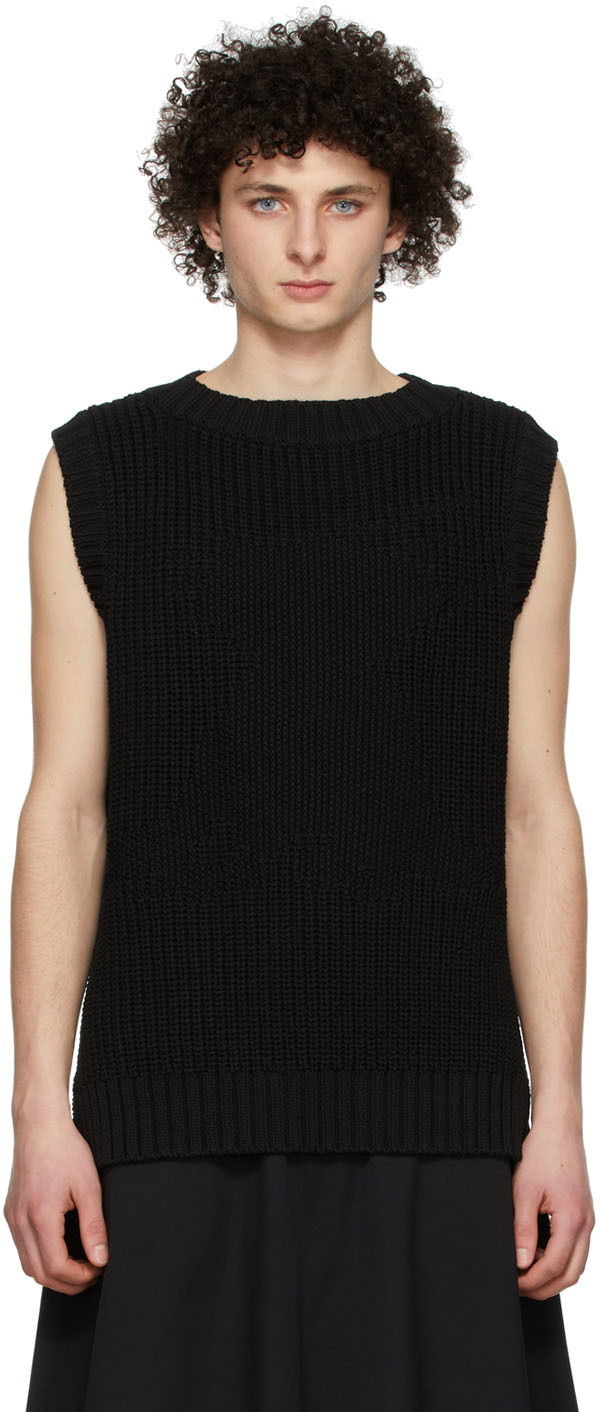 Sweater We11done We11done Knit Monster Vest Svart | WD-KV1-22-607-U-BK