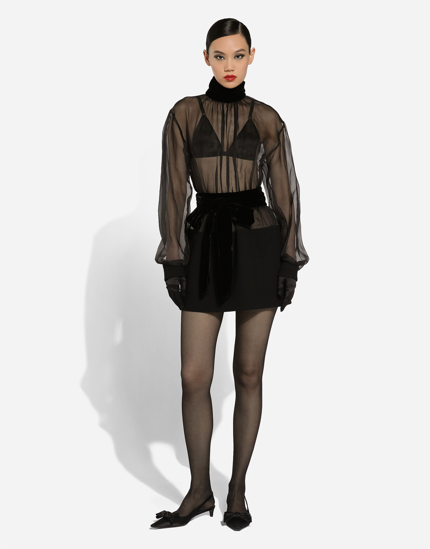 Klä Dolce & Gabbana Short Wool Crepe And Organza Dress Svart | F6JNDTGDCO9N0000, 1