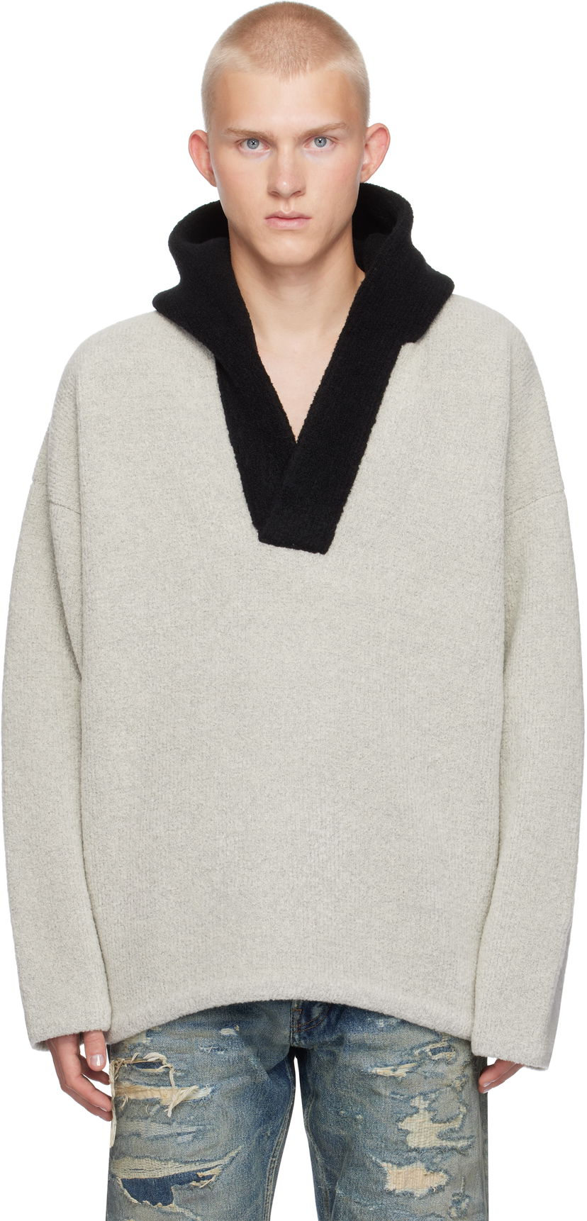 Sweatshirt Fear of God Fear of God Merino Boucle Polo Hoodie Grå | FG24FW20-736WBO