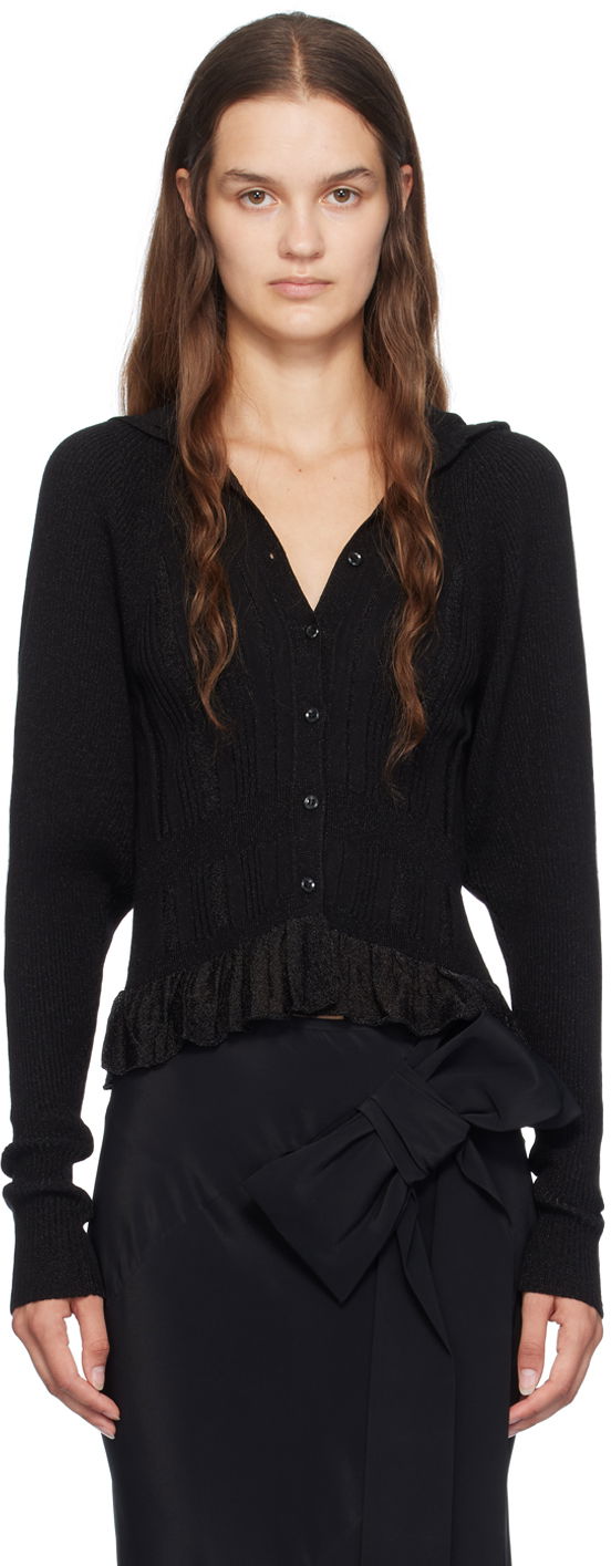 Sweater Simone Rocha Simone Rocha Plaited Tinsel Hooded Cardigan Svart | HMK34 0624
