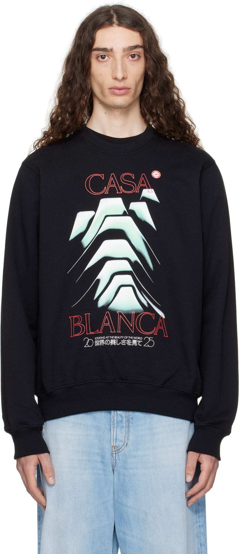 Sweatshirt Casablanca Casablanca Frosty Mountain Graphic Sweatshirt Svart | MPF25-JTP-293-05