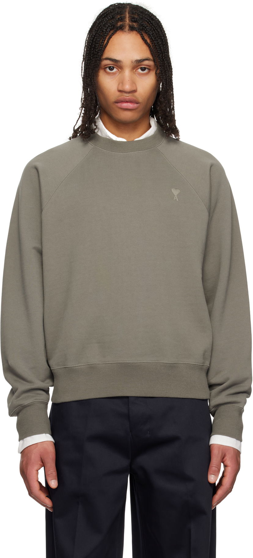 Sweater AMI AMI Paris Tonal Ami de Coeur Sweatshirt Grön | USW074.747
