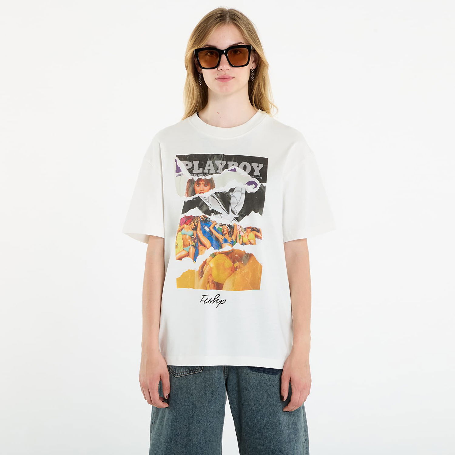 T-shirt Footshop Playboy x FTSHP Covers Tee UNISEX Off-White Vit | FTSHP_525, 1
