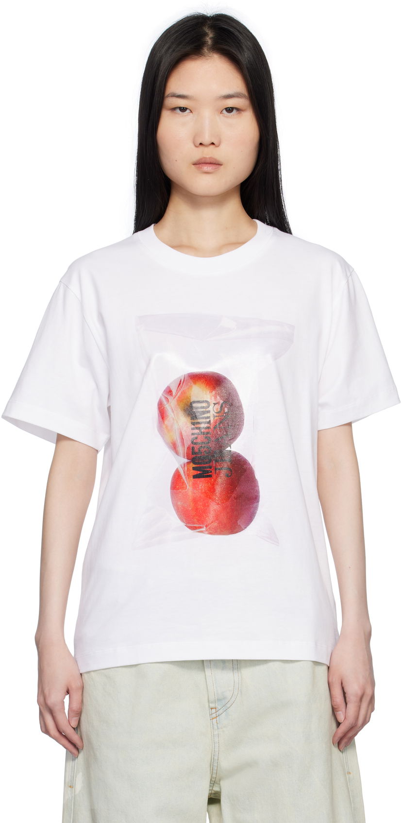T-shirt Moschino Moschino Jeans Graphic T-Shirt Vit | 251K10707