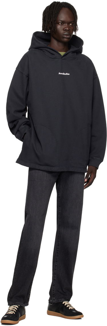 Sweatshirt Acne Studios Black Printed Logo Hoodie Svart | CI0170-, 3