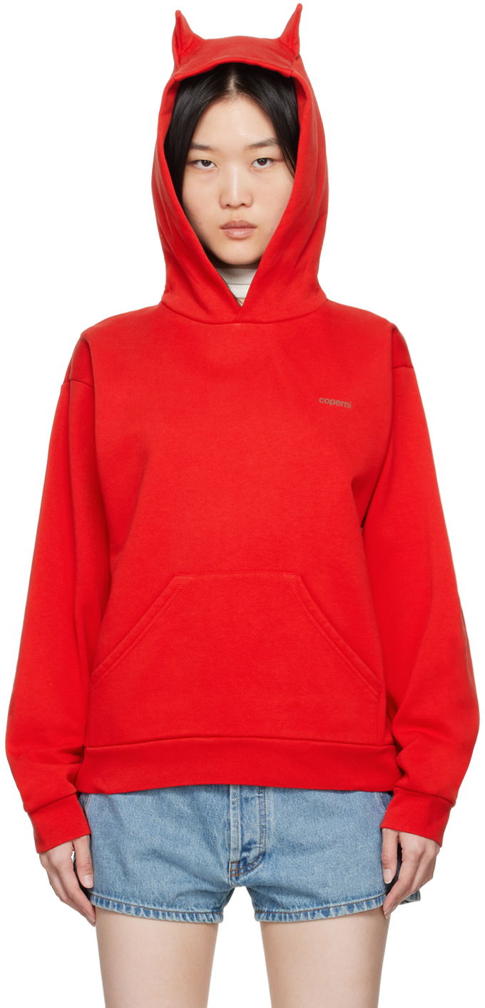Sweatshirt Coperni Coperni Horn Hoodie Röd | COPJS15BIS523