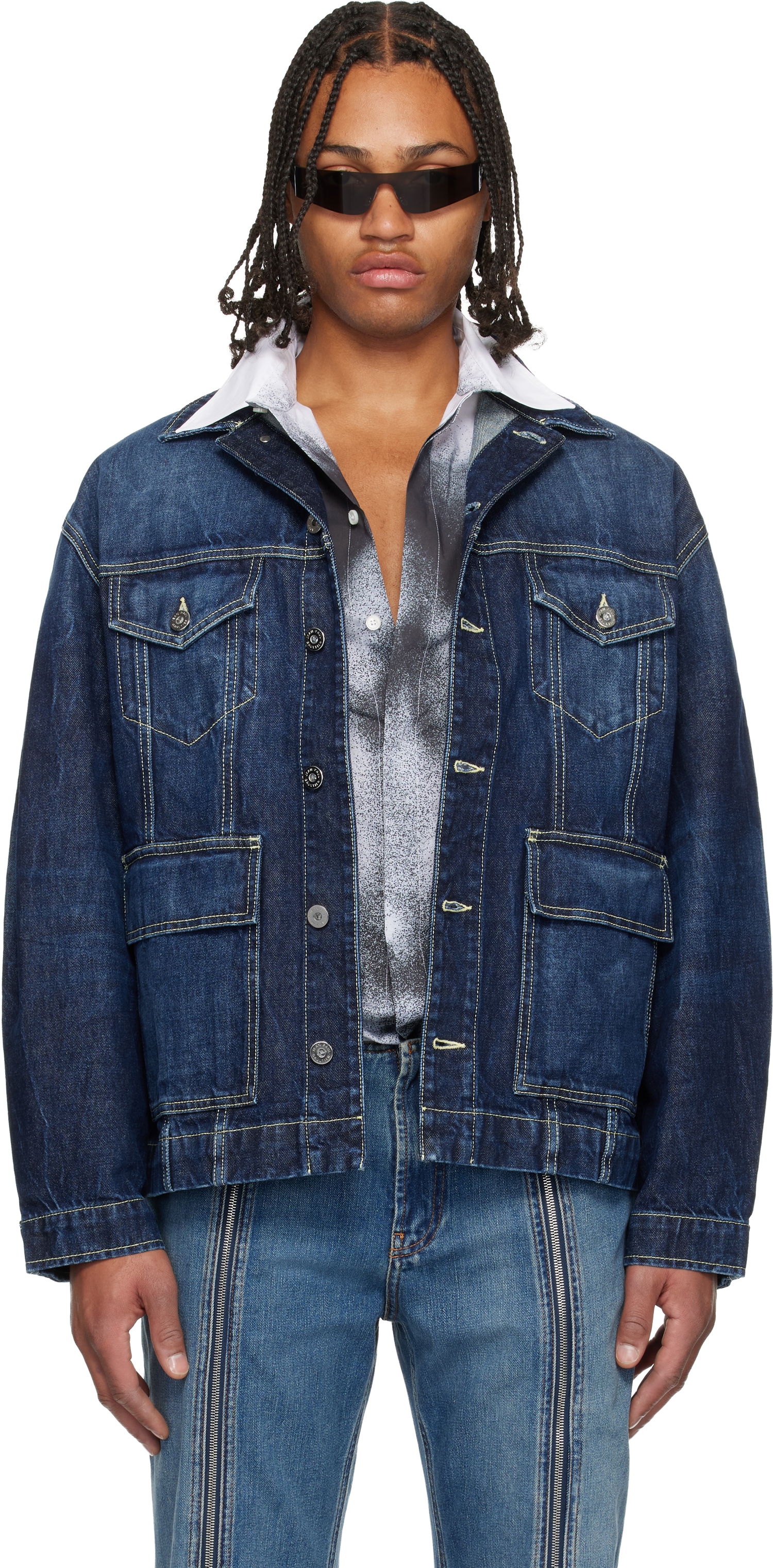 Jacka Jean Paul Gaultier Jean Paul Gaultier Cutout Denim Jacket Blå | 25/04-U-JA018-D024-83, 0