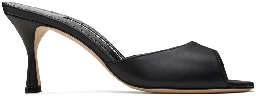 Tillbehör Manolo Blahnik Manolo Blahnik Jadarona Leather Heeled Mules Svart | 121-1461