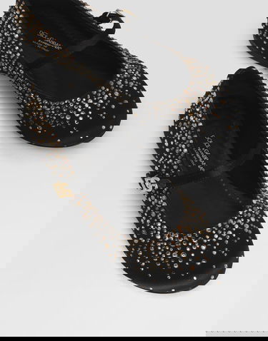 Sneakers och skor Dolce & Gabbana Dolce & Gabbana Satin Ballet Flats With Rhinestones Svart | D11274A572380999, 3