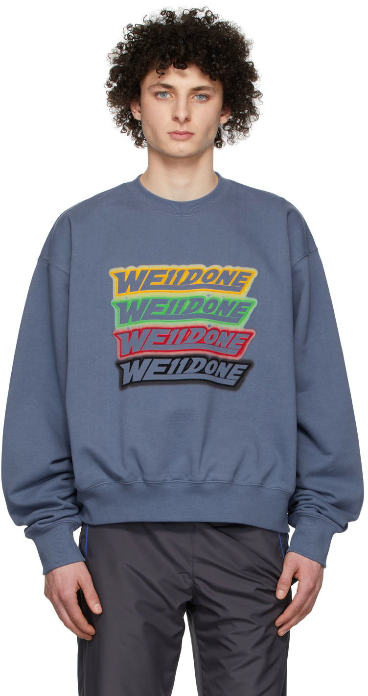 Sweatshirt We11done We11done French Terry Sweatshirt Blå | WD-TS1-22-651-U-NV