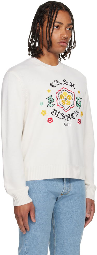 Sweater Casablanca Casablanca Emblem Merino Knit Crew Neck Sweater Vit | M-AW25-KW-1105-01, 1
