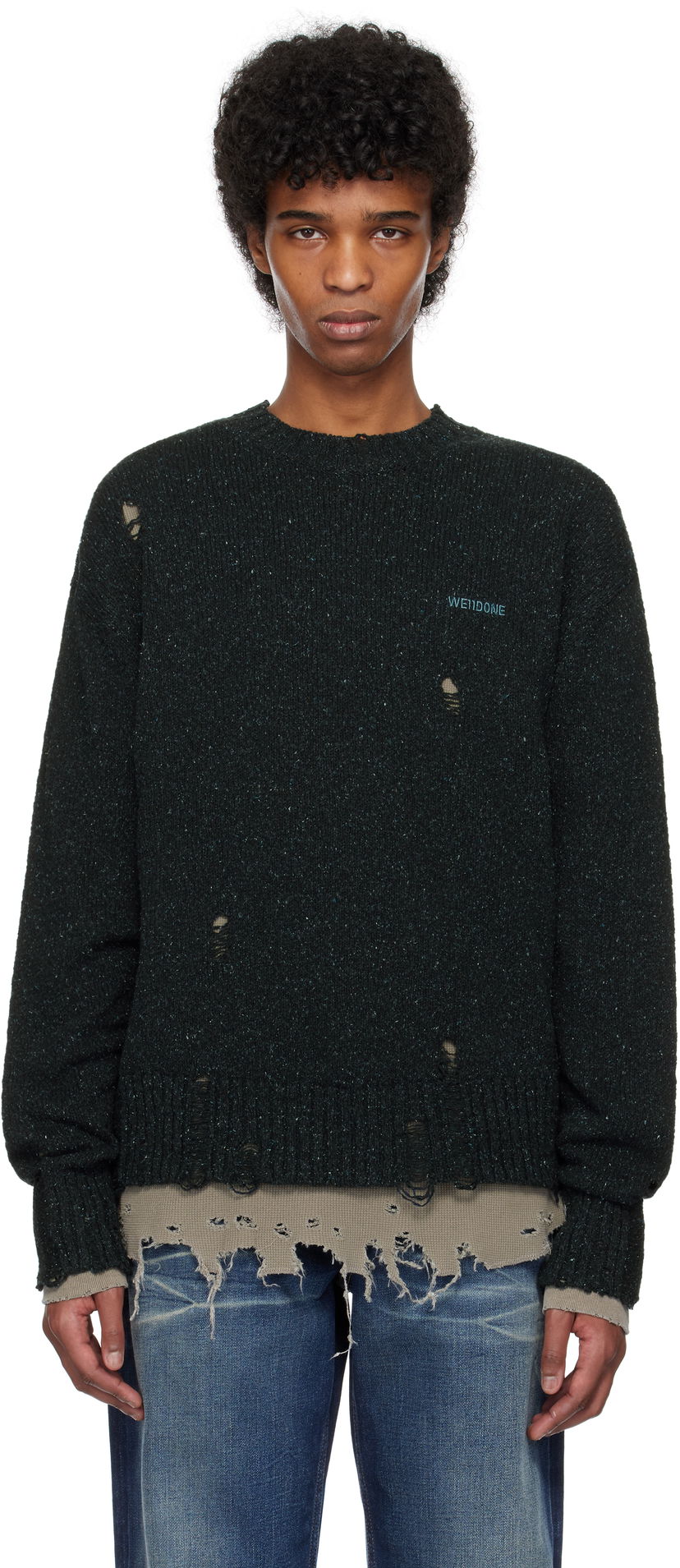 Sweater We11done We11done Grunge Knit Sweater Grön | WD-KT0-25-621-U-NV