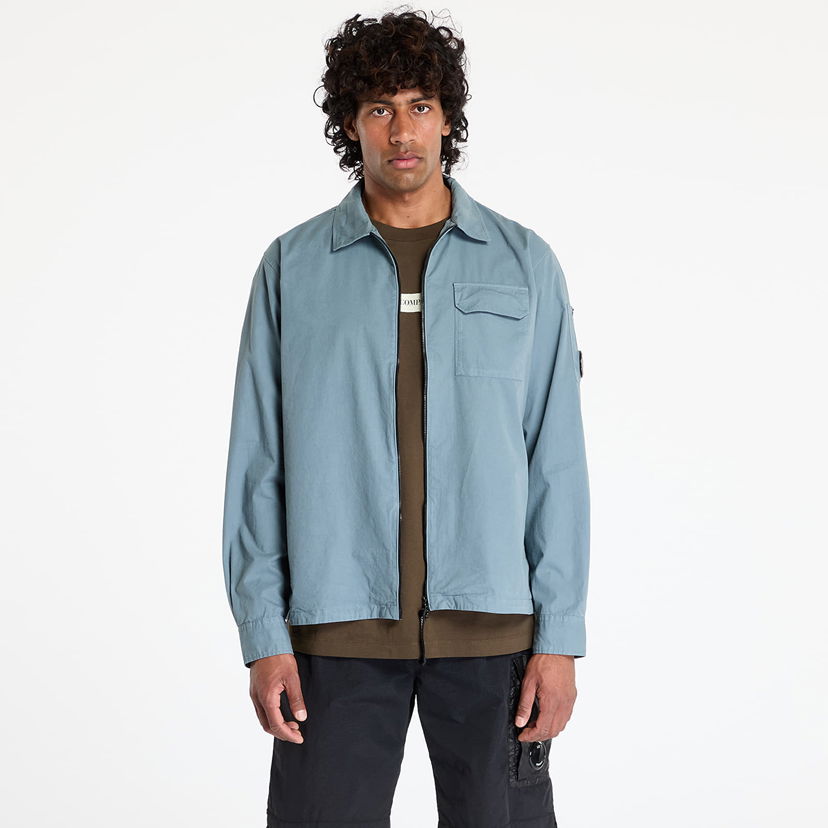 Vindjacka C.P. Company C.P. Company Organic Gabardine Full Zip Overshirt Blå | 18CMOS124A110143G-872