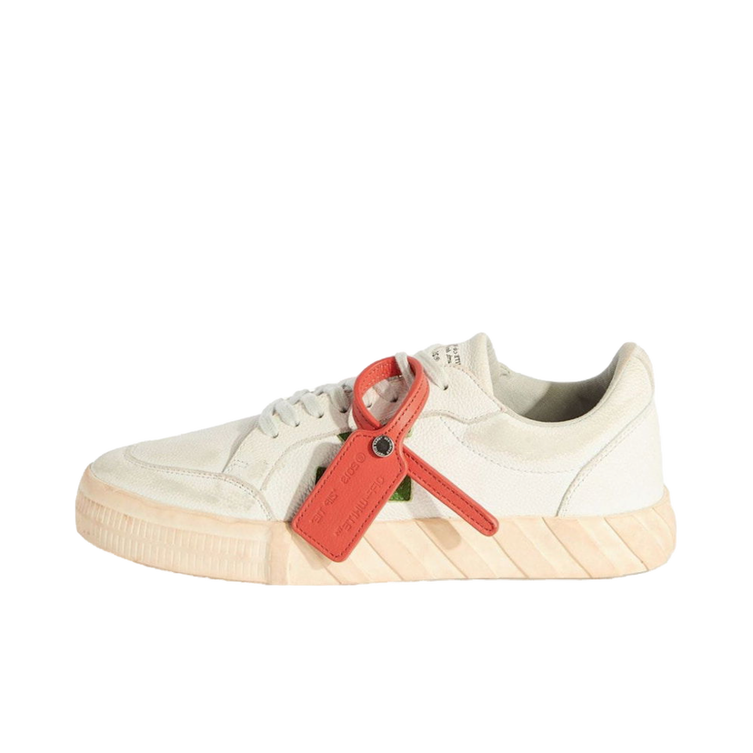 Sneakers och skor Off-White Vulcanized Low Distressed Leather White Green Vit | OMIA085F23LEA0030155