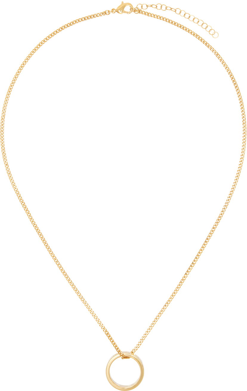 Halsband Maison Margiela MM6 Numeric Minimal Signature Pendant Ring Necklace Beige | SM6UU0048 P6469