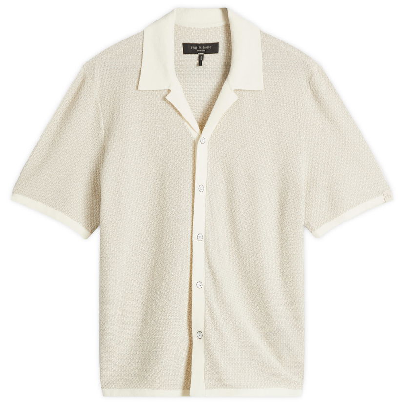 Skjorta rag & bone Rag & Bone Avery Zig-Zag Towelling Shirt, Size Large Vit | MBS25S036YF36-IVO