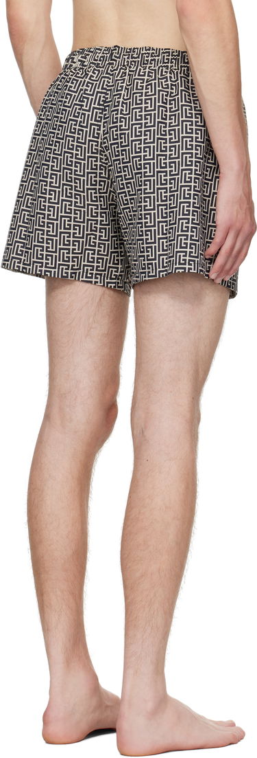 Badkläder Balmain Balmain Monogram Swim Shorts Beige | BWB671500, 2