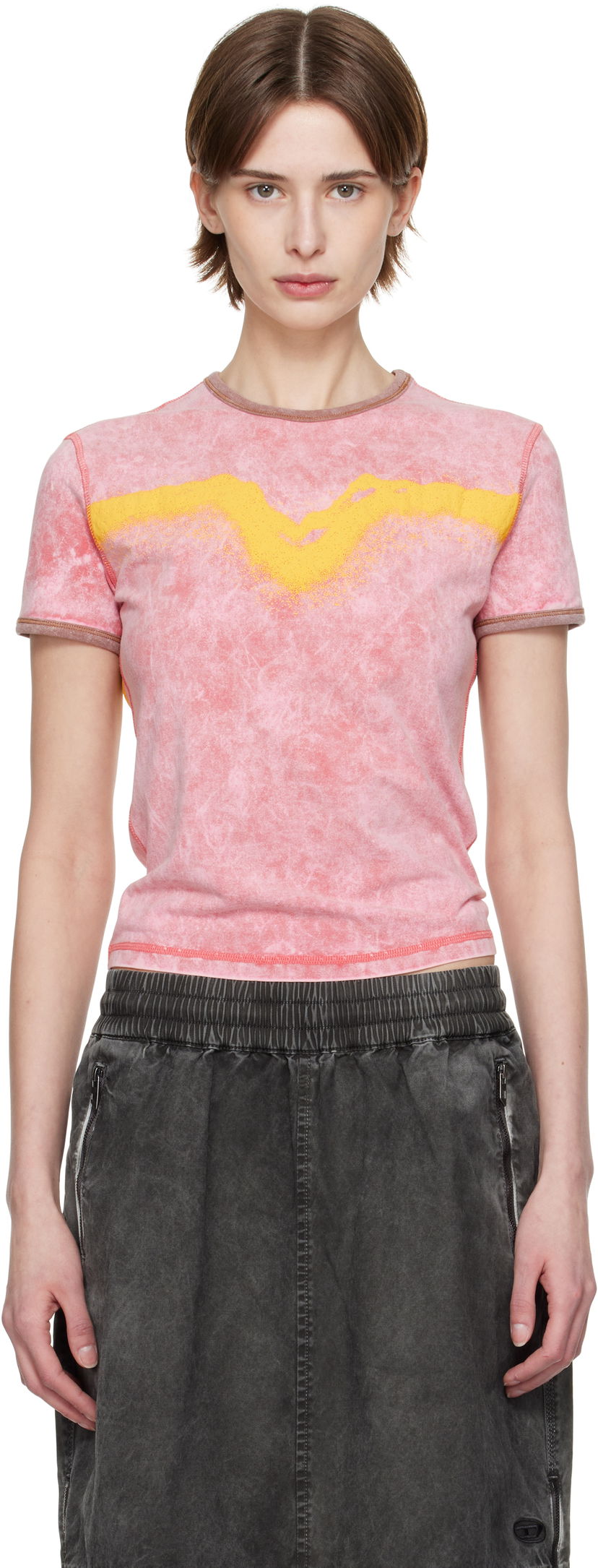 T-shirt Diesel Diesel T-Uncutie-Long-Q3 Graphic T-Shirt Rosa | A17316 0SLBB