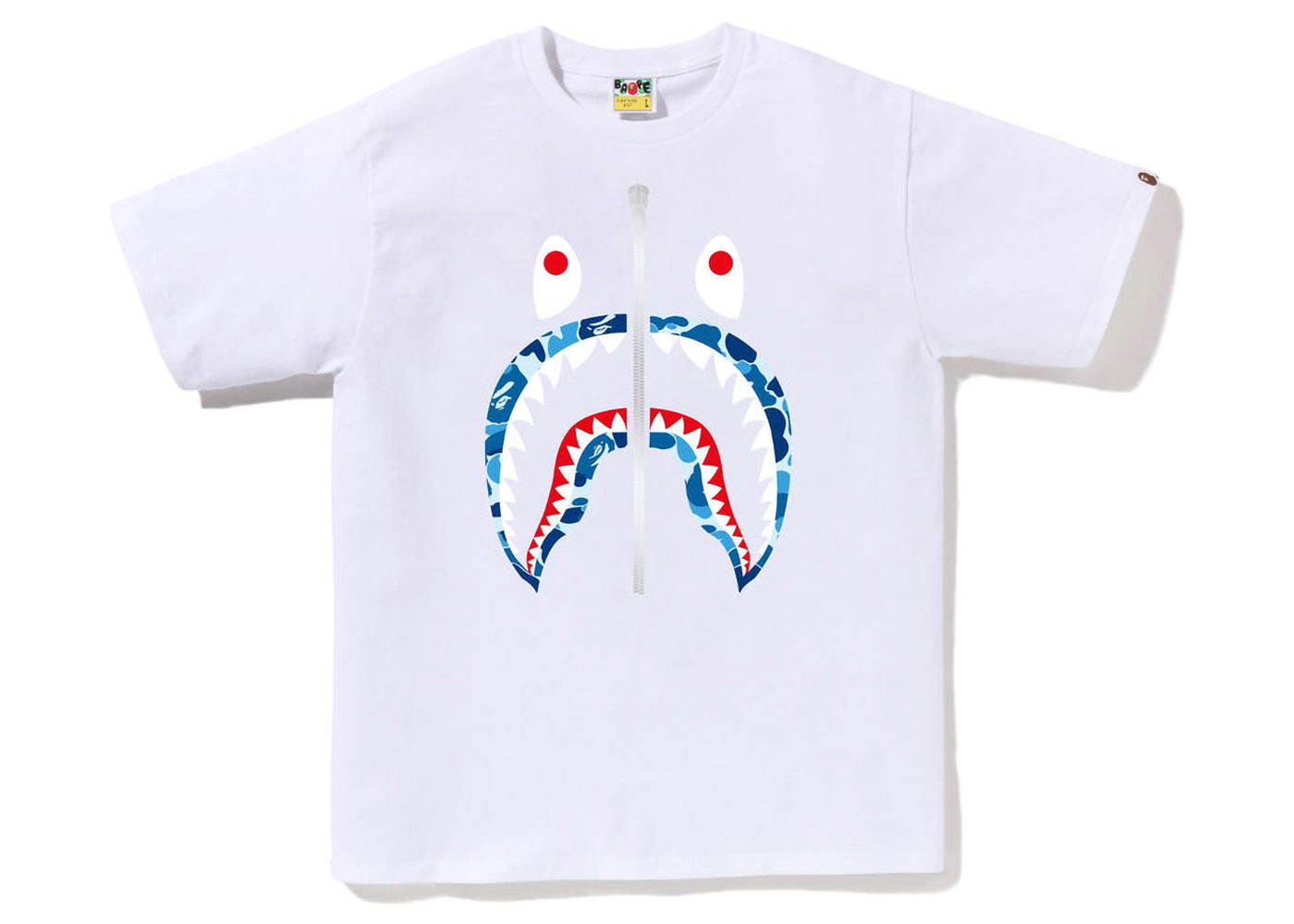 T-shirt BAPE ABC Camo Shark Silver Zip Tee Vit | 1J30-110-007, 0