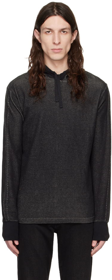 Sweatshirt rag & bone Collin Textured Knit Hoodie Svart | MBC22HT024JQ24, 0