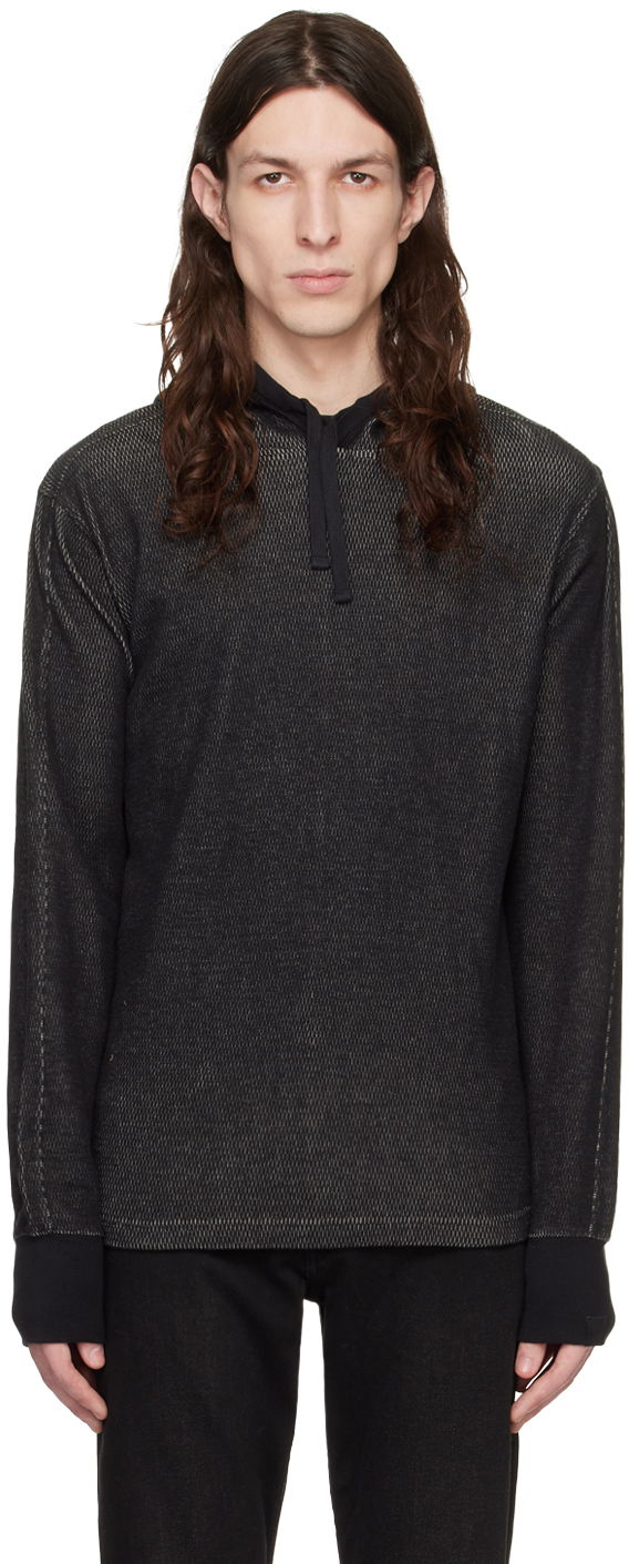 Sweatshirt rag & bone Collin Textured Knit Hoodie Svart | MBC22HT024JQ24