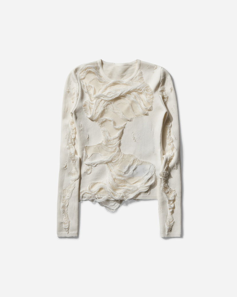 Sweater Maison Margiela Distressed Crewneck Sweater Vit | S62HL0032 101