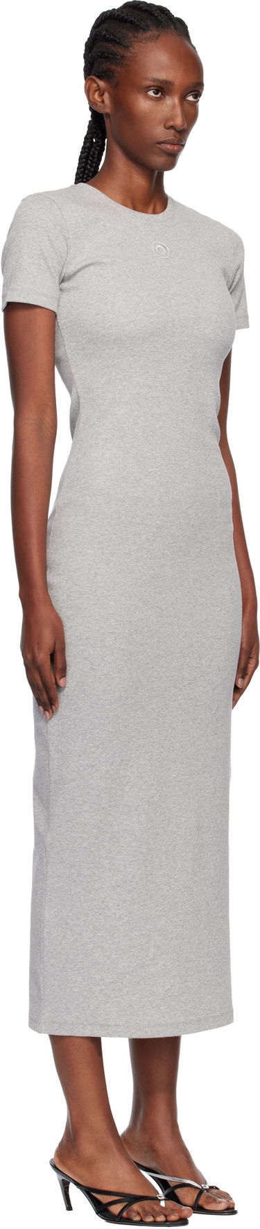 Klä Marine Serre Marine Serre Moon Logo Ribbed Jersey Tube Maxi Dress Vit | WDR057A CJER0011, 4