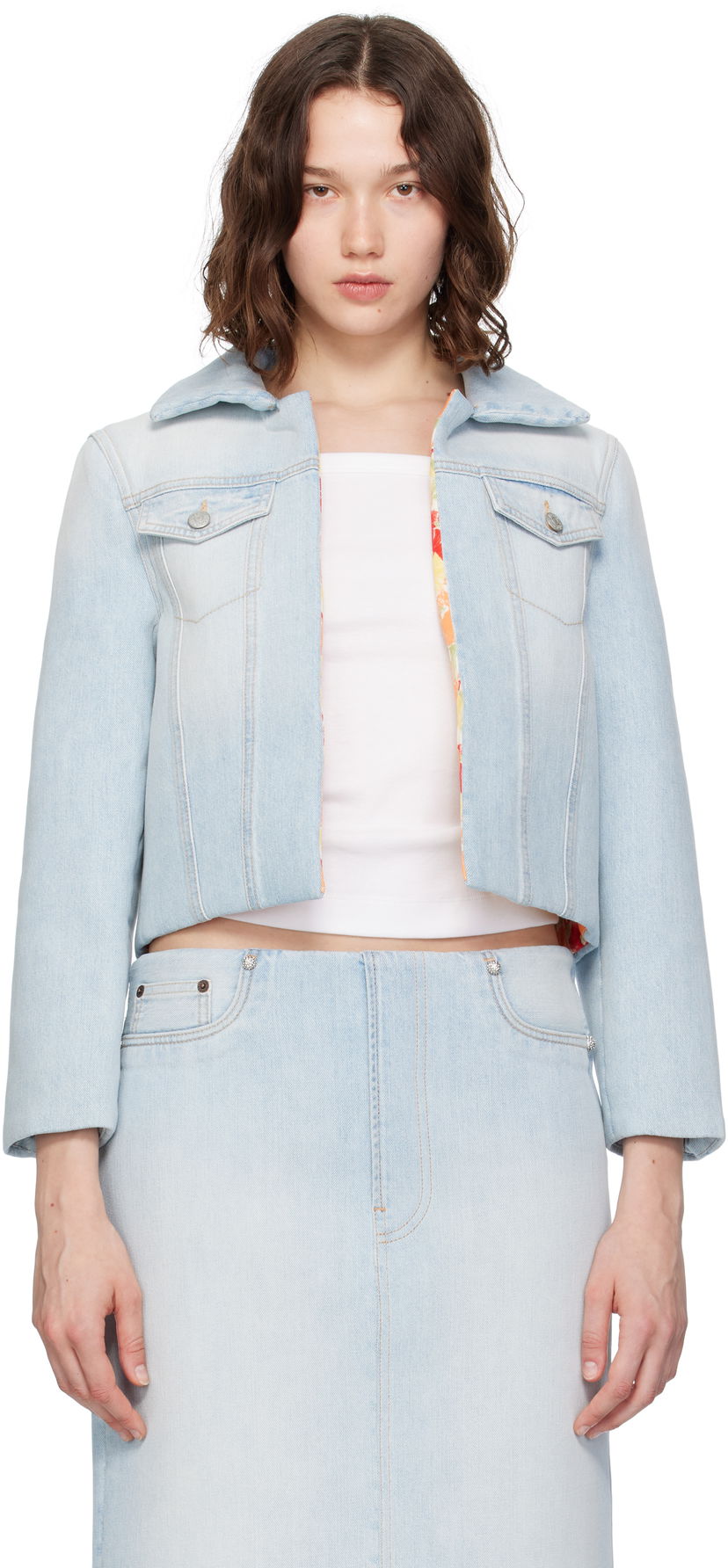 Jacka Acne Studios Acne Studios Padded Cropped Denim Jacket Blå | A90642-