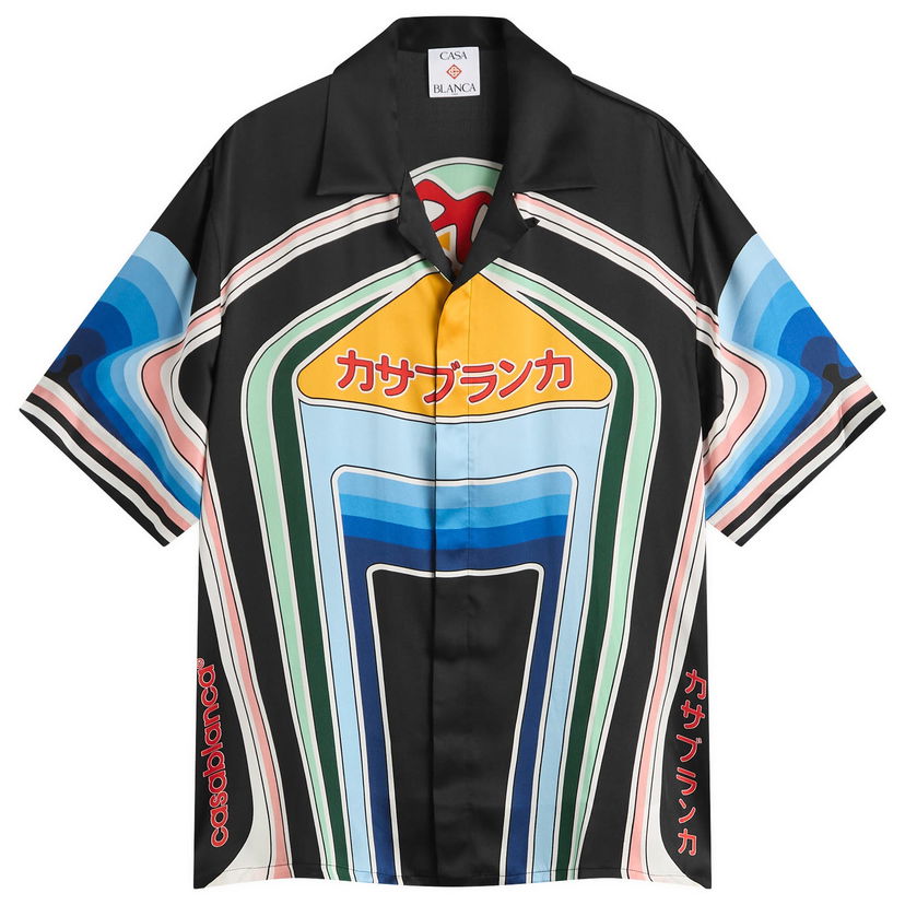 Skjorta Casablanca Casablanca Graphic Short Sleeve Shirt, Size Large Svart | MPF25-SH-003-06