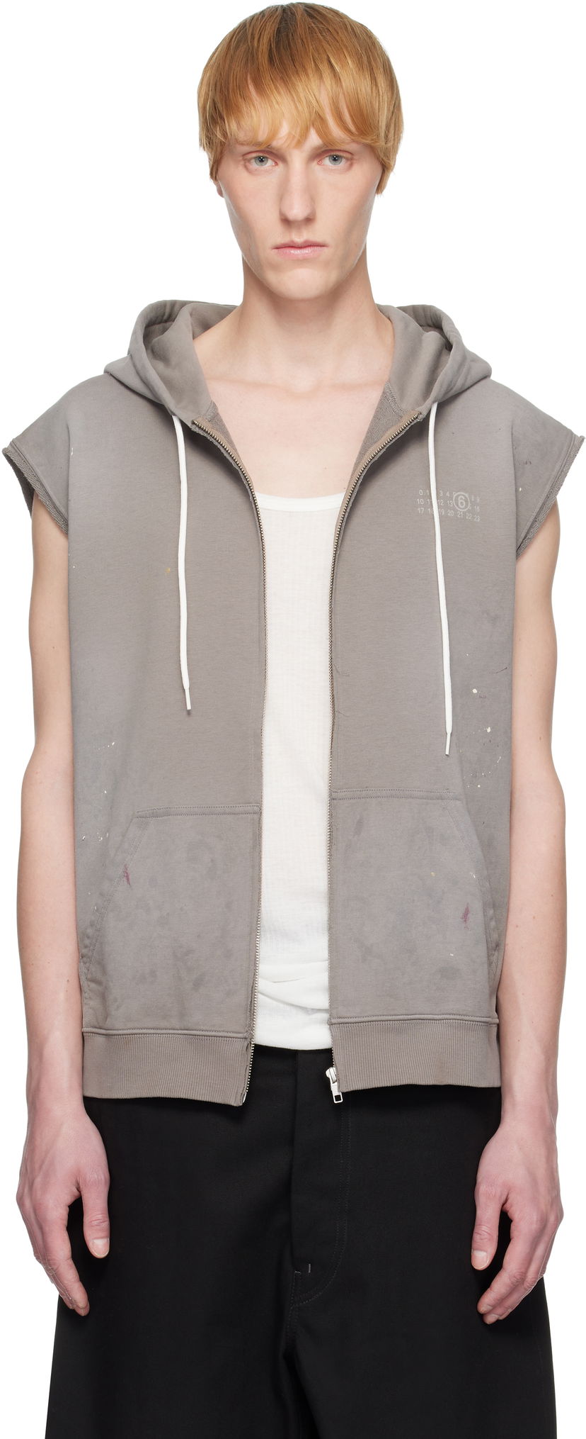 Sweatshirt Maison Margiela MM6 Maison Margiela Paint Splatter Sleeveless Hoodie Grå | SH2HG0005 M25013