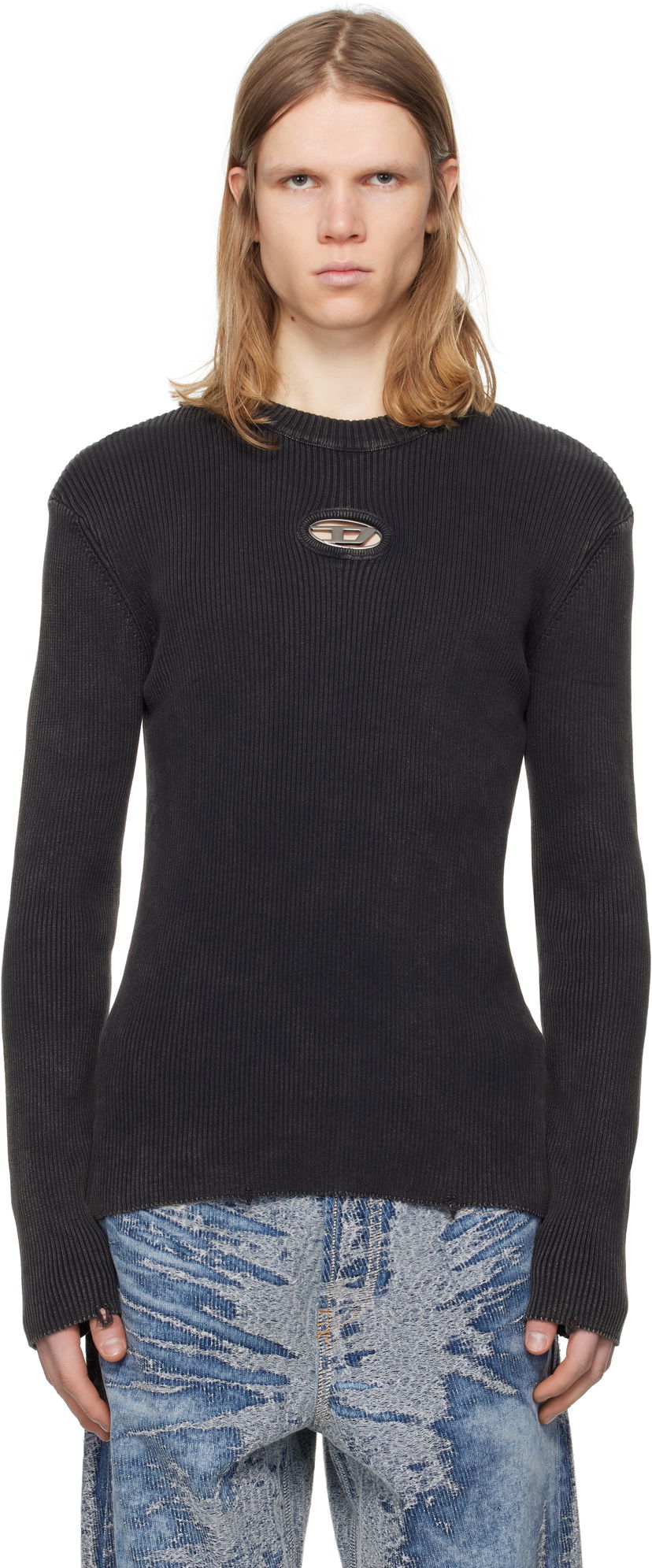 Sweater Diesel Diesel K-Darin-D Ribbed Knit Sweater Svart | A17512-0AKBQ-900