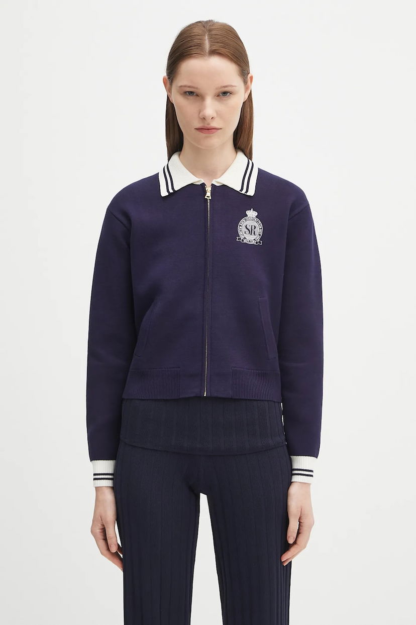 Sweater Sporty & Rich Sporty & Rich Royal Club Zipped Cardigan Mörkblå | CA006620219BL106