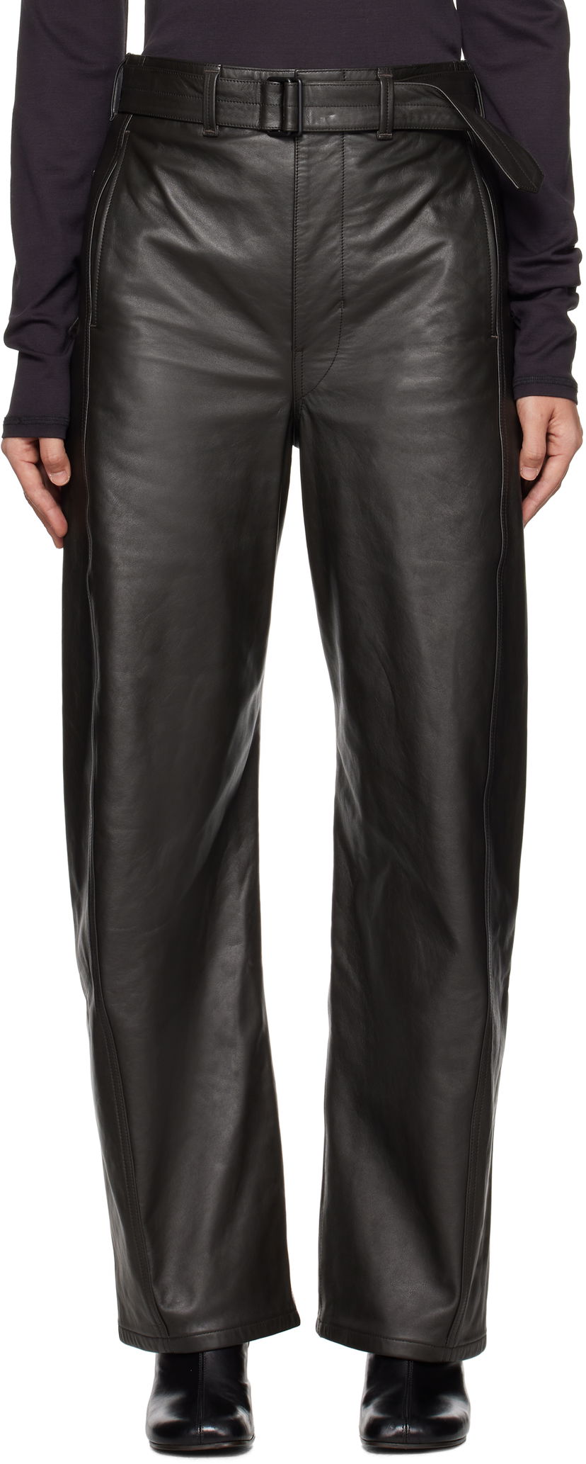 Byxor LEMAIRE Twisted Belted Pants Svart | PA1142 LL0095