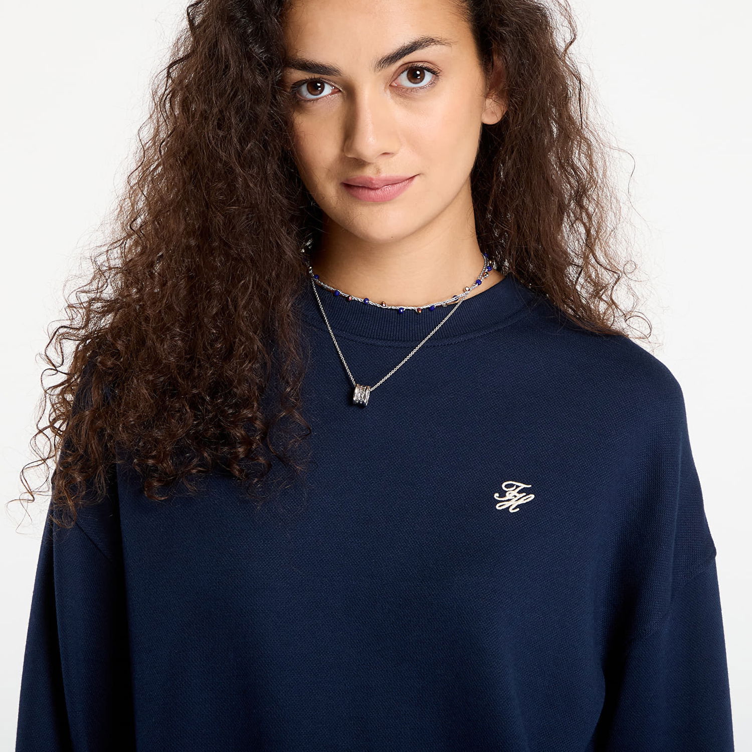 Sweatshirt Tommy Hilfiger Tommy Hilfiger Script Pique Sweatshirt Mörkblå | WW0WW46152 C1G, 1