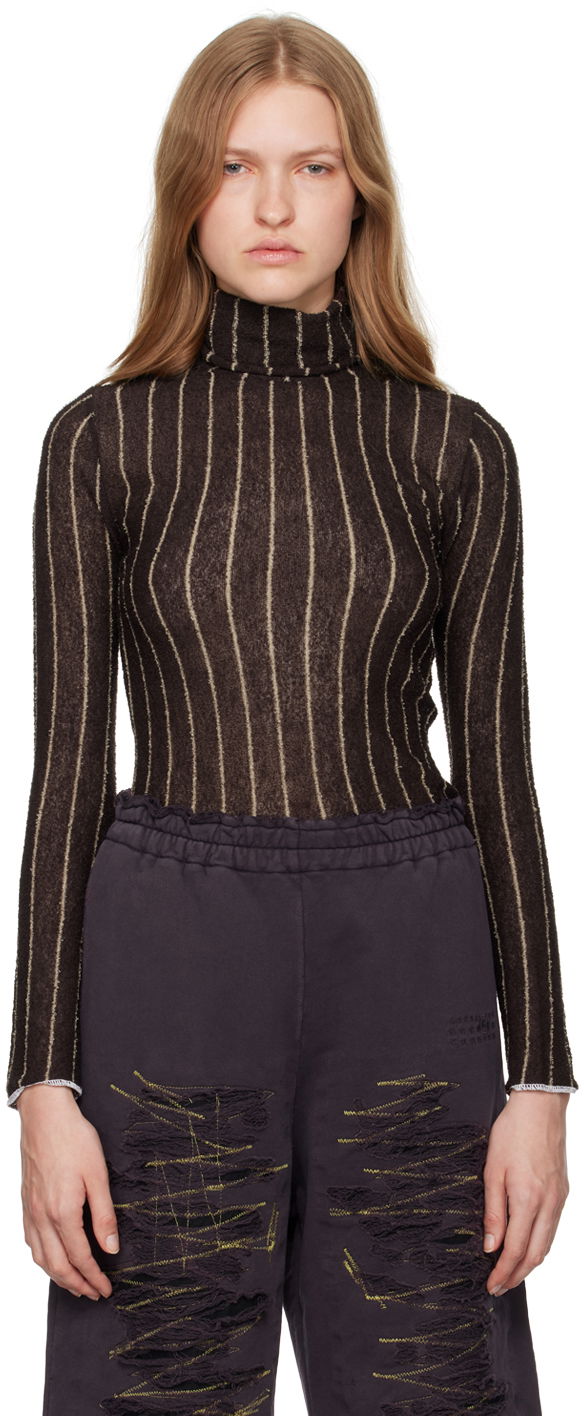 Sweater Maison Margiela Pinstripes Underpinnings Turtleneck Brun | S62HA0091 M13077