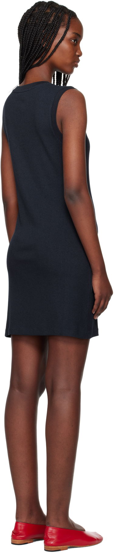 Klä MAISON KITSUNÉ Maison Kitsuné Baby Fox Patch Ribbed Minidress Mörkblå | OW01618KJ0134, 2