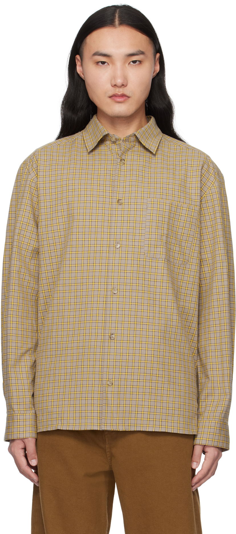 Skjorta A.P.C. Plaid Relaxed Shirt Beige | COHFD-H12532