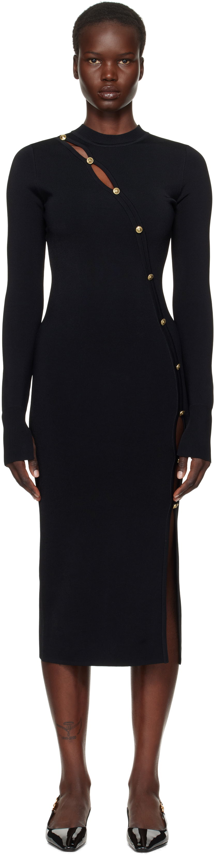Klä Versace Cutout Jersey Midi Dress Svart | E77HAOMB3_ECM61H