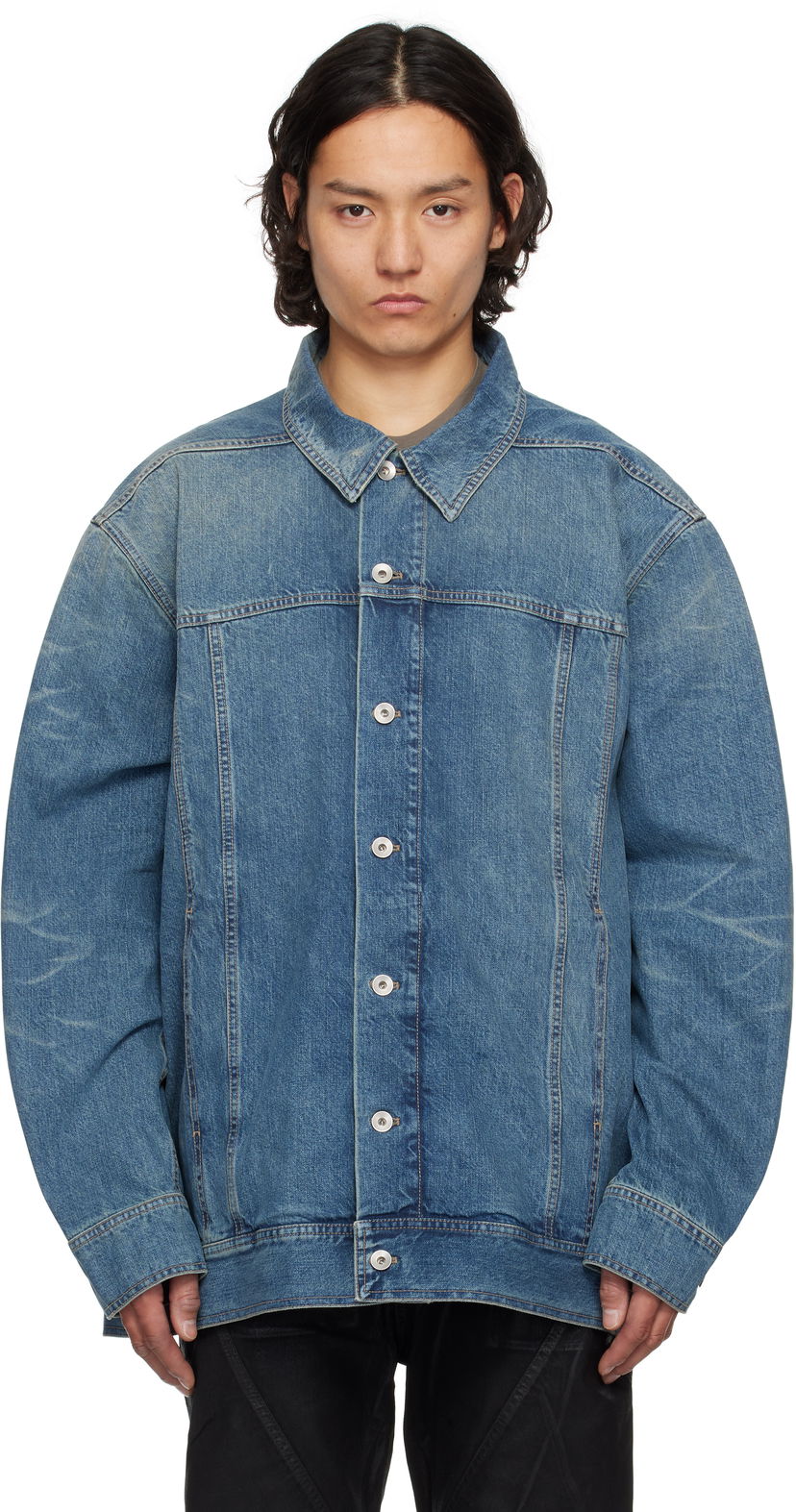Jacka Rick Owens Rick Owens DRKSHDW Hollywood Jumbo Worker Denim Jacket Blå | DU01E3761 DWB