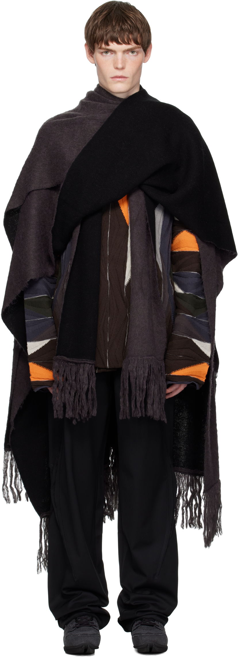 Halsduk KIKO KOSTADINOV Kiko Kostadinov Tarr Fringed Throw Scarf Svart | KKAW25KN07-110