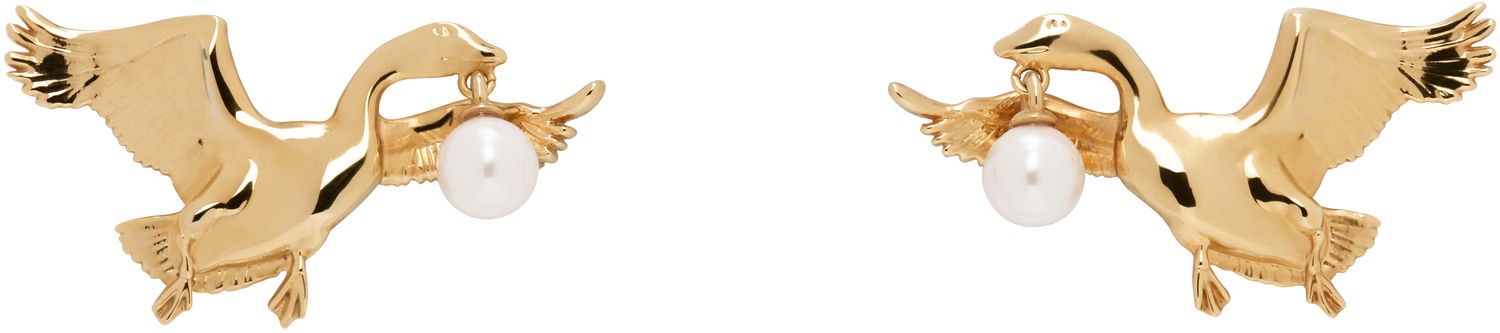 Örhängen Moschino Moschino Archive Goose Pearl Drop Earrings Metallisk | 25171A910784011607, 0